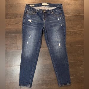 Torrid Jeans Boyfriend Distressed 14 Slim Stretch Destroyed High Rise Dark Wash